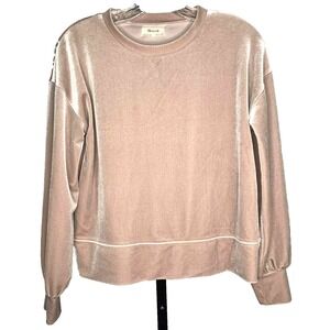 Madewell‎ Women's blouse size XXS pink Velvet Long Sleeve V-Neck Relaxed boxy